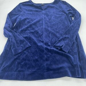 Talbots Blue Long Sleeve Velvet Shirt Size M